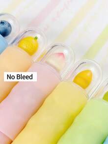 3pcs Random Fruit Scented Soft Tone Highlighter Pen Set - Soft Aesthetic Colors, Slanted Tip, Quick-Drying Non-Bleeding Ink, Perfect For Stress Relief Journaling, Decoration And Planning - Fruit - View 4
