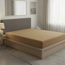 Fitted Sheet With Elastic All Around The Bottom, Cotton-Like Feel, Soft And Cool, Ideal For Spring, Available In Twin, Full, Queen, And King Sizes, Variety Of Colors, Perfect For Modern Bedrooms, Breathable And Comfortable For All Seasons - 摩卡棕 - 查看 1