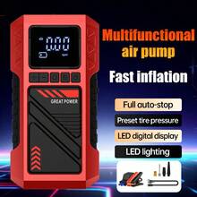 Máy nén khí di động 150PSI, có đồng hồ đo áp suất kỹ thuật số, đèn LED và pin lithium sạc USB - Thiết kế không dây, thích hợp cho xe đạp, xe máy, bóng thể thao, bộ khởi động khẩn cấp ô tô, bộ khởi động ô tô 8000A tích hợp máy nén khí cho bình xăng lên đến 9,99L hoặc 9,01L, bao gồm nhiều đầu nối, máy bơm và khởi động đa năng ngoài trời, bảo vệ an toàn, cấu trúc bền bỉ, dụng cụ khởi động và sửa chữa di động. - Máy bơm hơi di động - Xem 15