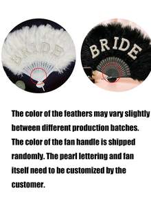 Elegant Pearl Inlaid Bridal Fan, Suitable For Brides-To-Be, Non-Foldable Handheld Style, Applicable For Weddings And Bachelorette Parties - Multicolor - View 8