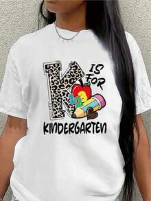 This Lightweight And Durable Short-Sleeved T-Shirt, Designed With Children's Motifs, Is Perfect For Casual Wear At Home Or Outdoors, Featuring Bright Prints And A Comfortable Fit. - 白色 - 查看 1