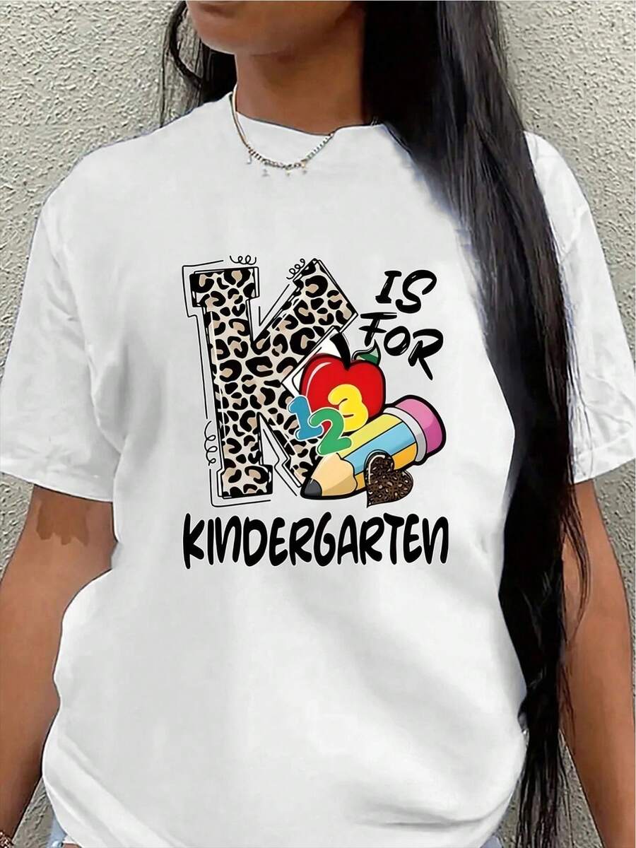 This Lightweight And Durable Short-Sleeved T-Shirt, Designed With Children's Motifs, Is Perfect For Casual Wear At Home Or Outdoors, Featuring Bright Prints And A Comfortable Fit. - 白色 - 查看 1