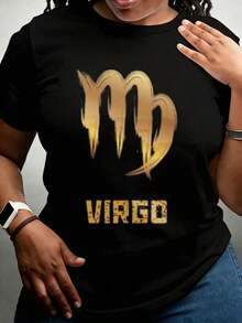 Camiseta con Símbolo del Signo Zodiacal Virgo, Diseño Inspirado en Astrología para Mujeres y Hombres, Camiseta de Moda con Signo Astrológico - Estilo Urbano Vintage, Unisex, de Algodón, Manga Corta, Cuello Redondo, 100% Algodón - Negro - Ver 7