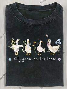 Camiseta de manga corta para hombre y mujer, con estampado floral de Silly Goose con cinta, camiseta de marca de moda vintage batik de alta calidad, camiseta de mujer, camiseta de otoño para mujer, regalo de Halloween y Navidad, regalo navideño para mujer. - Negro - Ver 6