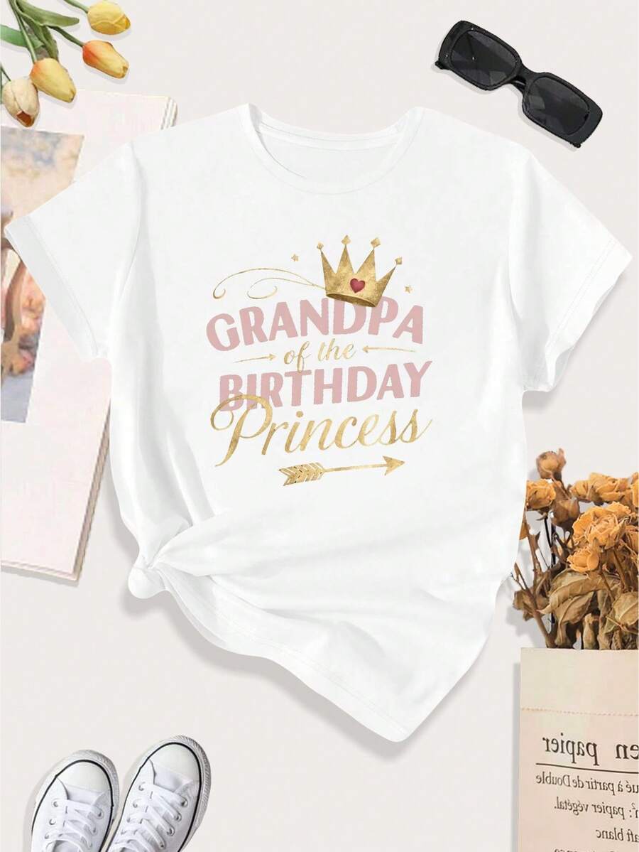 Camiseta de mujer: Abuelo de la Princesa del Cumpleaños - Camiseta deportiva casual de talla grande para mujer - Blanco - Ver 1