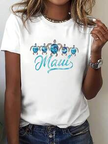 Camiseta de Mujer con Estampado de Tortuga Maorí - Manga Corta, Cuello Redondo, Estilo Casual, Diseño Geométrico Oceánico, Elasticidad Media y Lavable aáquina, Adecuada para Todas las Temporadas, Cómoda para Verano y Primavera, Ropa de Estilo Casual, Temática Tropical - Camiseta Vintage de Estilo Urbano Unisex, Holgada, de Algodón, Manga Corta y Cuello Redondo - Blanco - Ver 7