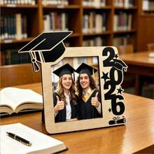 Marco de fotos de madera para graduación, diseño creativo de birrete y pergamino, regalo para graduados de escuela secundaria y universidad - A - Ver 3