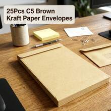 Plicuri Kraft C5, pachet de 25, plicuri autoadezive pentru documente A5, 9 x 6,4 inci, plicuri poștale maro pentru documente A4 pliate, scrisori, facturi și fotografii, rechizite rezistente pentru birou, acasă, școală, afaceri - Plicuri Kraft C5, pachet de 25 - Vizualizare 1