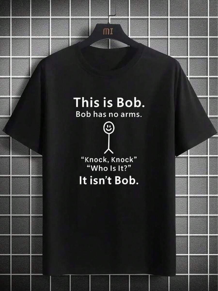 Camiseta unisex de manga corta, para hombreEsteEsBob'GráficoTee-Informal&Cómodo,LigeroRedondoCuelloCortoMangaCamisetaConDivertidoInglésCartaImprimir,IdealParaVeranoHombresRopaTeeCamisasOesteHombresRopaCamisasParaHombreGráficoCamisetasMujeresRopaVeranoTopsVeranoRopaGráficoCamisetashombre, , , Dazymujer,romwehombres, bohochic,maestrasregalos,camisetaparaconjuntos de mujercon curvasparamu,y2k, - Negro - Ver 1