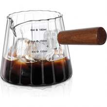 6oz Glass Espresso Cups With Spout, Espresso Accessories, Espresso Shot Glass With V-Shaped Mouth, Ribbed Milk Frothing Pitcher (Clear) - Clear - View 2