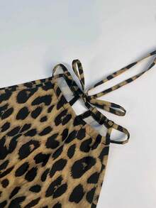 Women's Sleeveless Leopard Print Jumpsuit, Chiffon Fabric, Non-Stretch, Summer Vacation - Leopard - View 6