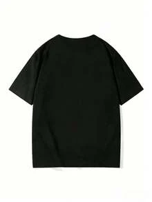 200g 100% Cotton T-Shirt, 2026 Summer Fashion Printed Short-Sleeve T-Shirt, Couple Style, Innerwear, Outerwear, Office Casual Round Neck Short-Sleeve Top - Black - View 4