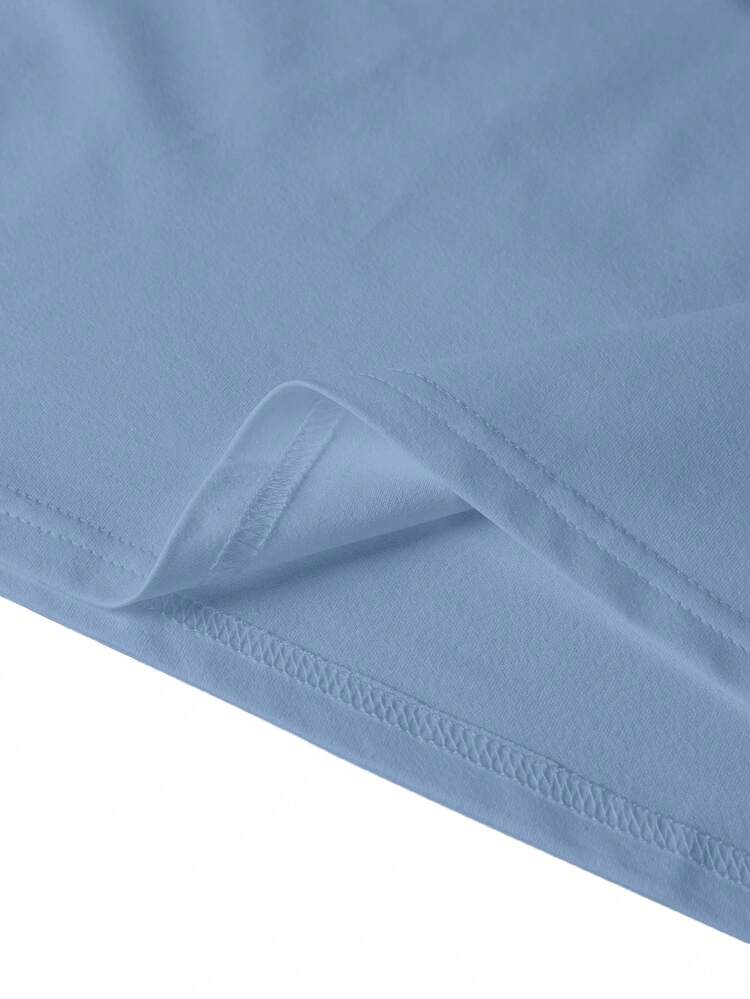 Kaos Pria Kasual Modis Gaya Jalanan dengan Slogan Cetak, Bahu Jatuh, Longgar, Bernapas, Lengan Pendek, Musim Panas - Baby Blue - View 5