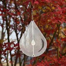 3D Stainless Steel Water Drop Wind Chime, Outdoor Garden Rotating Hanging Ornament, Home Decor Hanging Ornament, Suitable For Tourist Attraction Decoration - Multiple Styles - View 7