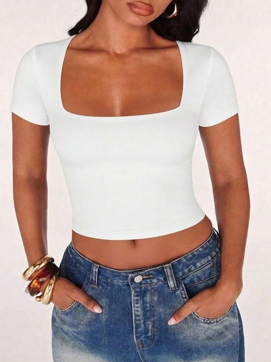 Women's Casual Round Neck Short Sleeve T-Shirt, Suitable For Spring, Summer And Autumn - White - View 1