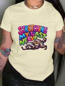 Camiseta de Mujer con Estampado "My Last Nerve", Manga Corta, Cuello Redondo, Estilo Casual, Ropa de Primavera/Verano para Mujer - Blanco - Ver 7
