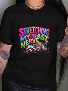 Camiseta de Mujer con Estampado "My Last Nerve", Manga Corta, Cuello Redondo, Estilo Casual, Ropa de Primavera/Verano para Mujer - Blanco - Ver 8