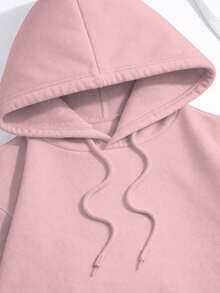 Women's Kangaroo Hoodie With Cat Face Print On Hood, Eyes And Ears, With Pocket And Hood, Premium Coat, Warm Fleece Sweatshirt - 淺粉色 - 查看 4