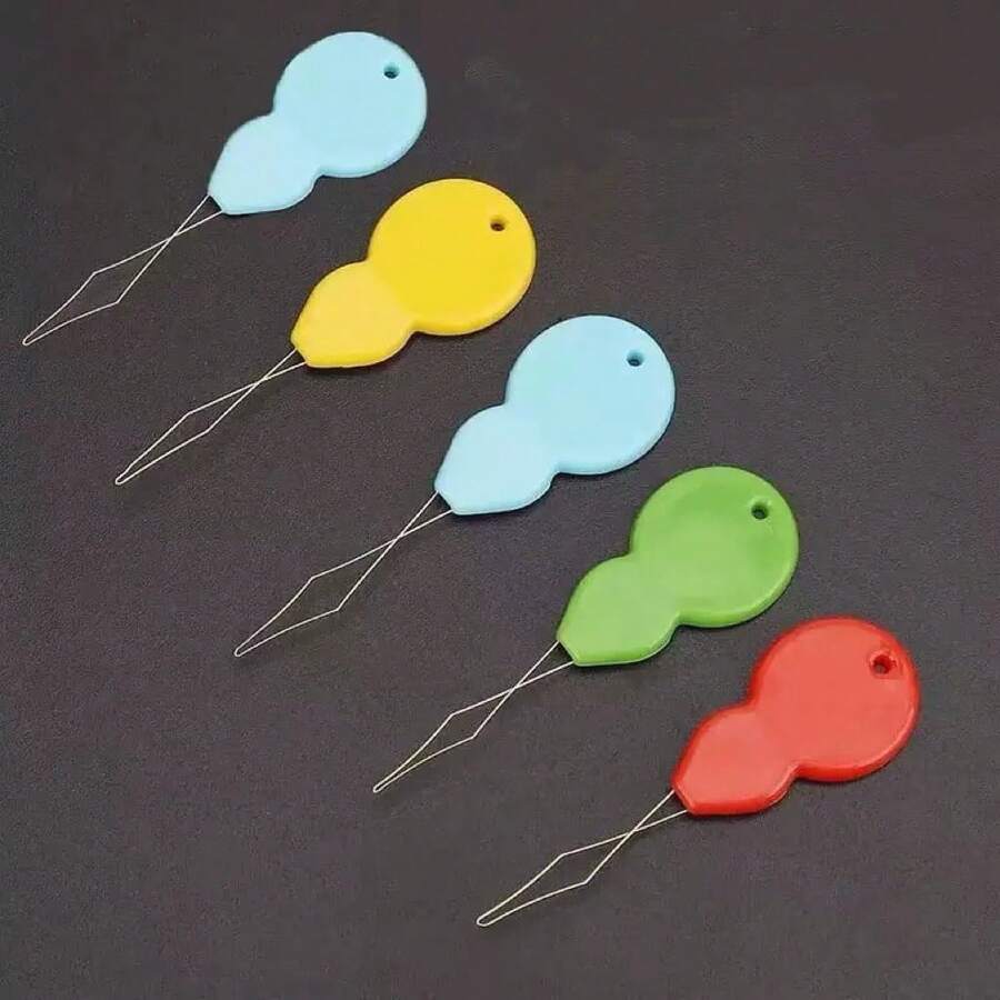 5/10 piezas Enhebradoras de aguja de plástico, herramienta de enhebrado de aguja a mano para costura, manualidades, tejido, acolchado, arte DIY, color aleatorio - 10 unidades - Ver 1