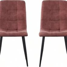 Mcc Direct Set Of 4 Faux Matte Suede Leather Dining Chairs With Metal Legs Home& Restaurants Henri - Pink - View 3