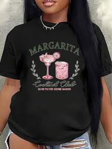 Camiseta de manga corta, ligera y duradera, con diseño de margarita, es perfecta para uso casual en casa o como vestimenta para restaurante, ofreciendo una experiencia de uso cómoda en el día a día. - Negro - Ver 7