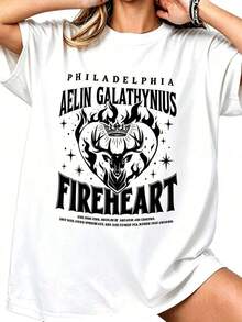 Camiseta de verano estética, preppy, minimalista y vintage para mujer, modelo Aelin Galathynius Fireheart, camiseta oversize para amantes de libros de fantasía de Throne Of Glass. Esta es una camiseta de manga corta, cuello redondo, informal, suave, agradable al tacto, versátil, de 230g y 100% algodón puro, adecuada para el uso diario, salidas casuales y ropa deportiva. Es una camiseta holgada, cómoda para todas las estaciones, de tela transpirable y de estilo deportivo, ideal para primavera/verano, perfecta como capa base, camiseta de regalo y para el uso diario de entusiastas del estilo, para barbacoas y vacaciones de verano. Camisetas de Mujer de Algodón (Envío Local) 100% Algodón. - Blanco - Ver 1