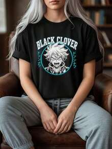 Camiseta De Manga Corta Con Cuello Redondo De 100% Algodón Con Diseño Gráfico De La Cara Divertida De Asta Y El Pájaro Nero Del Anime Y Manga Black Clover, Regalo Para Hombres, Mujeres Y Unisex, _1100% Cotton - Negro - Ver 1