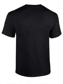 [Opción Popular] 1 pieza de camiseta casual de cuello redondo para hombre con estampado de controlador de videojuegos, 95% elastano 5%, manga corta, corte regular, top de tela de punto de verano para uso casual de fin de semana, estampado de letras, camisa casual diaria [Corte Regular, Camiseta de Navidad] - Negro - Ver 3
