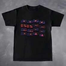 Una elegante camiseta de mujer para primavera y verano con un llamativo estampado blanco de NELLY en la parte superior y una cuadrícula de "B playeras de mujer". - Negro 18 - Ver 1