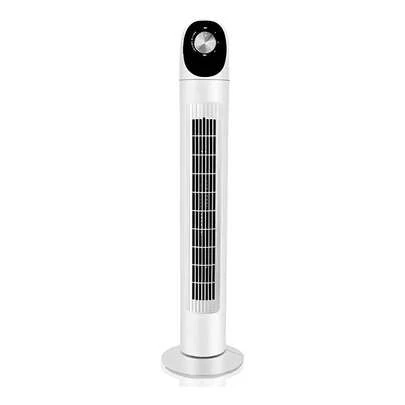 entilador De Torre Oscilante Silencioso 8.8 Pulgadas Diámetro Color Blanco Panel Digital Control Remoto 3 Velocidades Ajustables Temporizador Ahorro Energía Modo Sueño Aire Frío Circulación Refrescante Ideal Para Dormitorio Sala Oficina Cocina Hogar Niños Bebé Viaje  Diseño Delgado