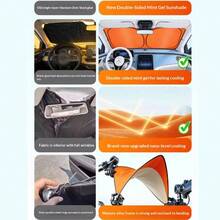 1PC Car Windshield Sun Shade (UV Protection & Heat Insulation) - Foldable For Easy Storage, Effectively Blocks Harmful UV Rays, Prevents Interior Fading And Cracking, Universal Fit For Most Car Models, Made Of Durable Reflective Material, Quick Installation With Compact Design - Sunshade - View 2