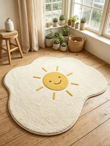 1pc Cream Cloud Shaped Rug, Decorative Carpet, Bedroom Decor, Small Rug, Carpet, Home Decor, Living Room Rug, Small Living Room Rug, Bedroom Rug, Living Room Home Decor, Outdoor Rug, Washable Rug, Graduation Gift - Multicolor - View 1