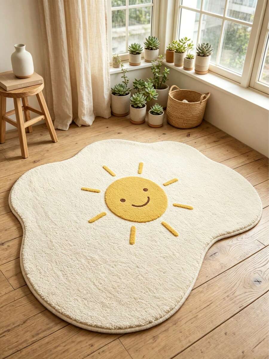 1pc Cream Cloud Shaped Rug, Decorative Carpet, Bedroom Decor, Small Rug, Carpet, Home Decor, Living Room Rug, Small Living Room Rug, Bedroom Rug, Living Room Home Decor, Outdoor Rug, Washable Rug, Graduation Gift - Multicolor - View 1