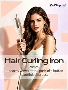 PinkSings Rizador de pelo automático de 1 clic, barril de 28 mm, rizado automático bidireccional, 4 modos de temperatura, generador de iones negativos, temporizador y sensor inteligentes, apagado automático, mejor regalo de Navidad - Ver 4