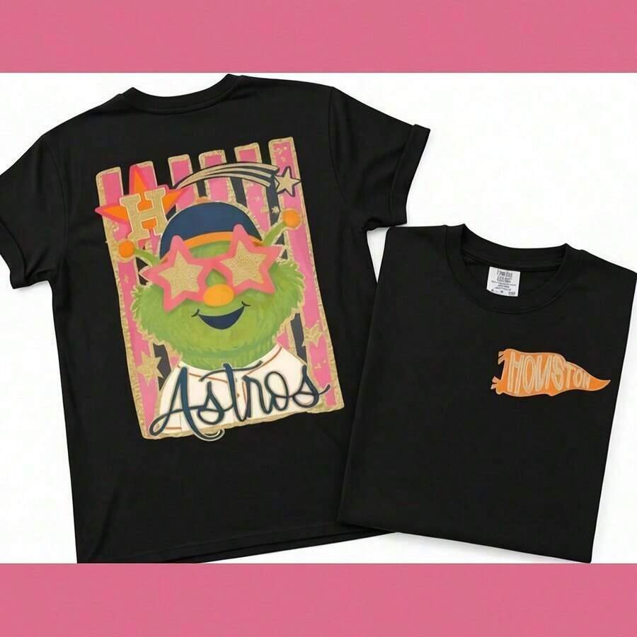 Camisetas Premium Casuales Unisex Bonitas Houston Astro:S Camiseta Estilo Vintage Astros Camiseta para el Día del Partido Camiseta para Fanáticos del Béisbol Camiseta de Béisbol de Houston - Negro - Ver 1