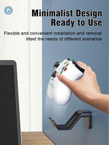 1pc No Drill Game Controller Wall Mount Holder Universal Stand Compatible With PS5 Compatible With PS4 Compatible With PS5 Compatible With Xbox Compatible With Switch Controllers Anti-Slip Padded Design Multi-Purpose Hook For Organizing Gaming Room - View 11