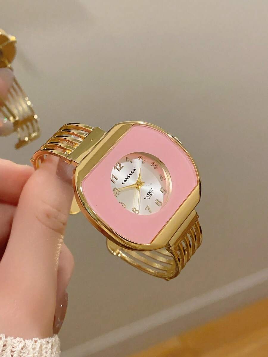 1件装女士方形金表,简约时尚,适合日常佩戴,节日送礼佳品 - 金色 - 查看 1