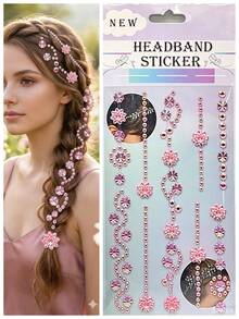 1pc 2pcs Flower Hair Stickers Face Jewels Set, Face Stickers, Face Gems, Hair Gems, Self-Adhesive Rhinestone Hair Gems & Floral Body Crystals, Coquette Fairycore Pearl Diamond Hair Accessories For Festival, Party, Prom, Rave - Multicolor - View 22
