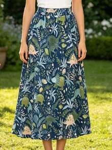 Vestido casual de mujer de longitud media con estampado, primavera/verano - Niebla azul - Ver 3