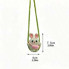 1pc Creative Handmade Crocheted Swinging Bunny & Frog Car Rearview Mirror Pendant, Bag Charm Decor - Swing Animals - View 4