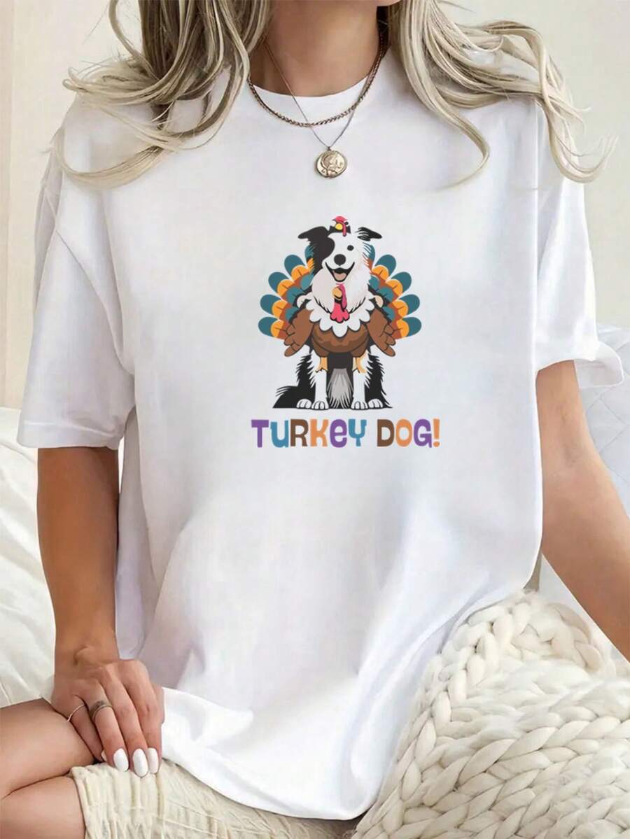 Camiseta Elástica de Talla para Mujer - Estampado de Border Collie, Cuello Redondo, Manga Corta, Gris, Diseño Casual de Moda - Estilo Urbano Vintage, Camiseta Unisex Holgada de Algodón con Cuello Redondo y Manga Corta - Blanco - Ver 1
