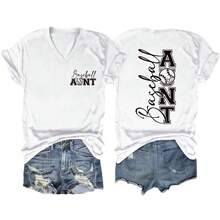 Baseball Aunt  Wish Independent Site Camiseta Deportiva de Moda para Mujer con Cuello en V y Manga Corta al por Mayor - Blanco - Ver 8