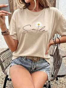 1 Piece Fashion Casual T-Shirt For Men And Women With Leopard Print - Elegant Style, Plus Size, Black, Versatile, Easy To Match, Suitable For Daily Wear, Urban Style, Holiday Wear, Weekend Wear. - 杏-1 - 查看 2