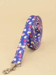 Una correa de poliéster elegante con una base azul y patrones de pequeños corazones multicolores, adecuada para que gatos y perros la usen al aire libre (no adecuada para perros grandes y enérgicos). - Azul - Ver 9