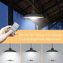 Solar Pendant Lights Upgraded Double Bulb Lights IP65 Waterproof Dusk To Dawn Auto Lamp With Remote Controller For Outdoor Shed Barn  Bullpen Pig Pen Stables Tents Etc(Dual Lamp) - 1 Đầu - Xem 3