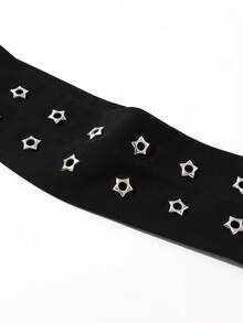1件裝女士龐克星星鉚釘髮箍 黑色彈性運動吸汗髮帶 適合運動瑜珈 時尚髮飾 Y2K髮夾 - 黑色 - 查看 4