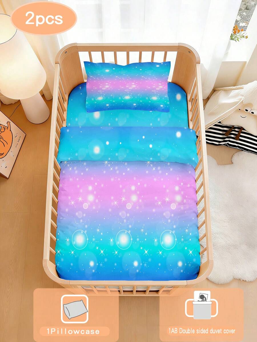 1 Set Of Rainbow Baby Bedding Set, Dreamy Style Polyester Material Baby Bed Cover With Pillowcase, Suitable For Nursery Bedroom, Baby Room, Festivals, Birthdays, Gifts, Suitable For All Seasons - Multicolor - View 1