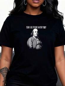 1 camiseta Ben Franklin Can I Be Frank With You, 180g, 100% algodón - Negro 1 - Ver 8