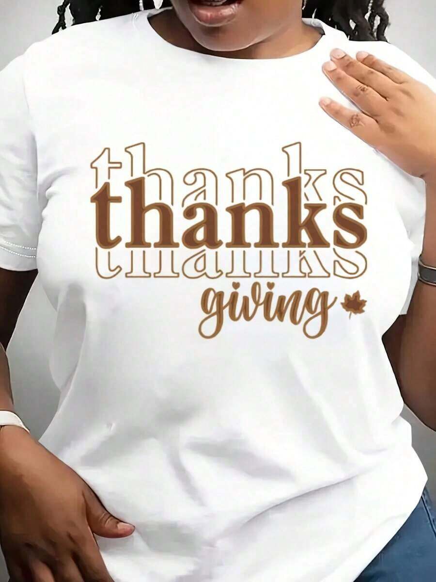 Camiseta Minimalista Moderna de Acción de Gracias, Linda Camiseta de Otoño para Mujer, Camiseta de Regalo para el Día de Acción de Gracias para Niñas, Camiseta de Otoño, Camiseta Feliz Acción de Gracias, Camiseta Casual para el Día a Día en la Temporada de Otoño - Blanco - Ver 1