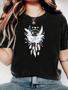 Camiseta unisex de manga cortaDeCuelloRedondoConEstampadoGráficoDePoliéster,BlusaInformalDeMangaCortaYCuelloRedondoParaMujer,LigeraYTranspirableParaTodos ellosLasEstaciones,1Pieza,180 gramosM²RedondoCuelloImpresoCortoMangaInformalTodos los díasCamisetaEllosSonExcelenteRegalosParaAmigosYFamilia,CamisetasCaracterísticaAJovenYA la modaDiseñadores de pantallashombre, , , Dazymujer,romwehombres, bohochic,maestrasregalos,camisetaparaconjuntos de mujercon curvasparamu,y2k, - Negro - Ver 6